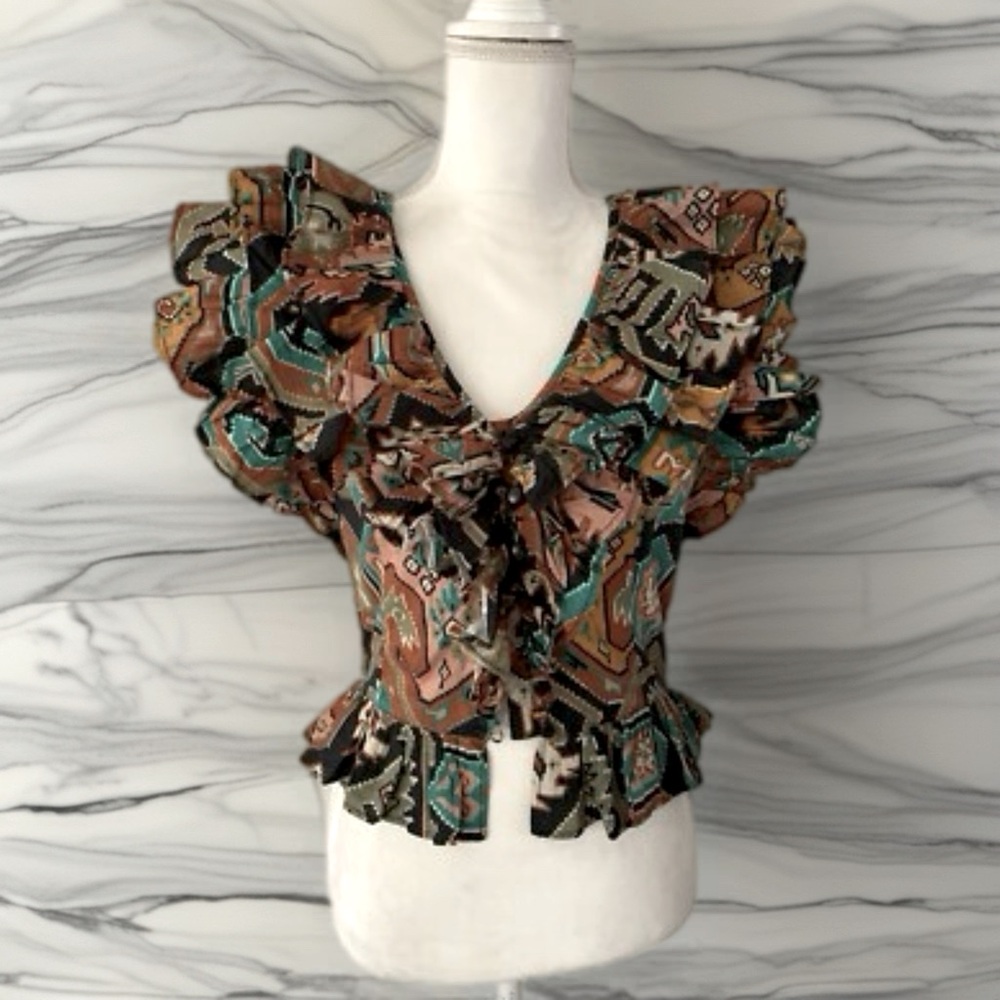 Love the Label NYC Bohemian Ruffle Sleeve Top